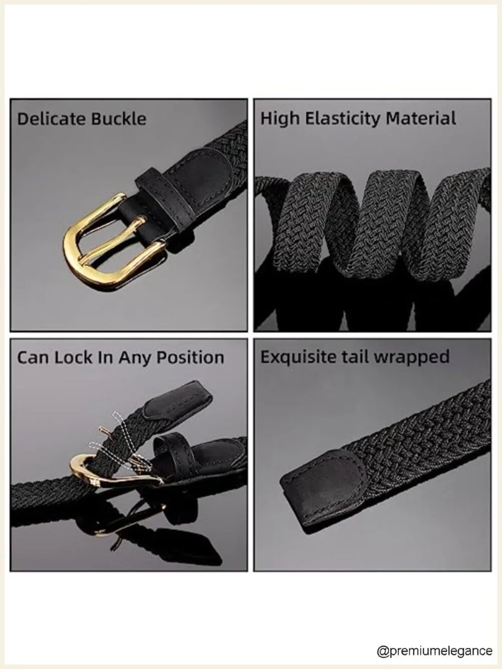 2 Pack Elastic Woven Stretch Belt for Women, Braided Belt